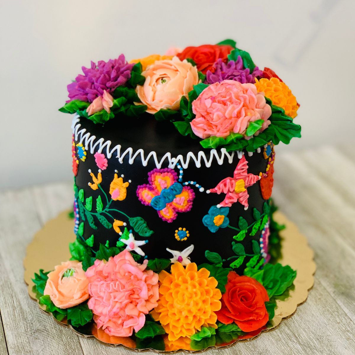 Mexican embroidery tiered cake