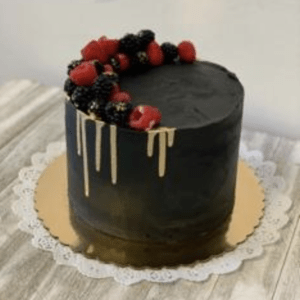 Black Ganache with Berries and Gold