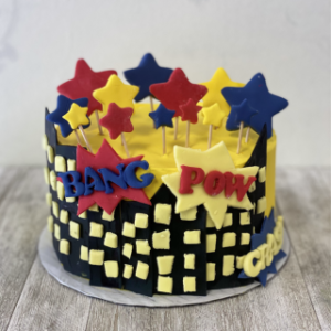 photo of the Comic Book Cake Class