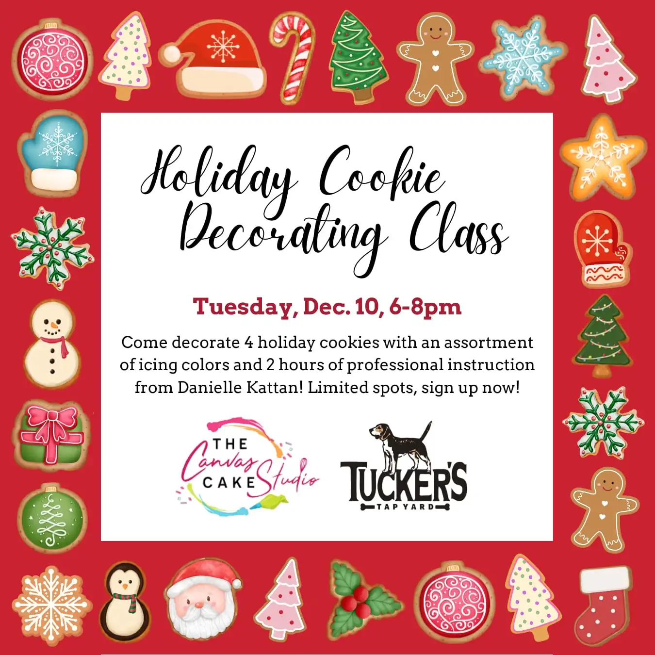 Holiday Cookie Decorating Class at Tucker's Tap House - Cake Decorating Classes - December 10 - 6:00PM-8:00PM