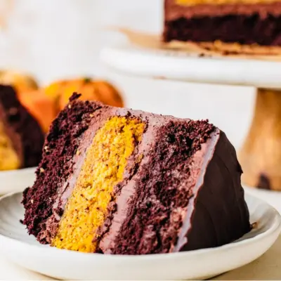 Pumpkin Chocolate Cheesecake Delight Cake